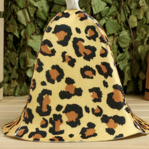 Шапка для бани и сауны, с принтом «Леопардовая», полиэфир 70%, шерсть 30%, «Добропаровъ»