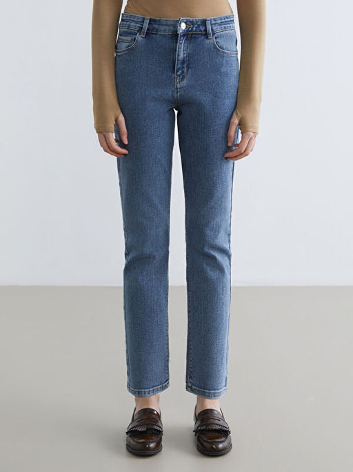 Y?ksek Bel Slim Fit Kad?n Jean Pantolon