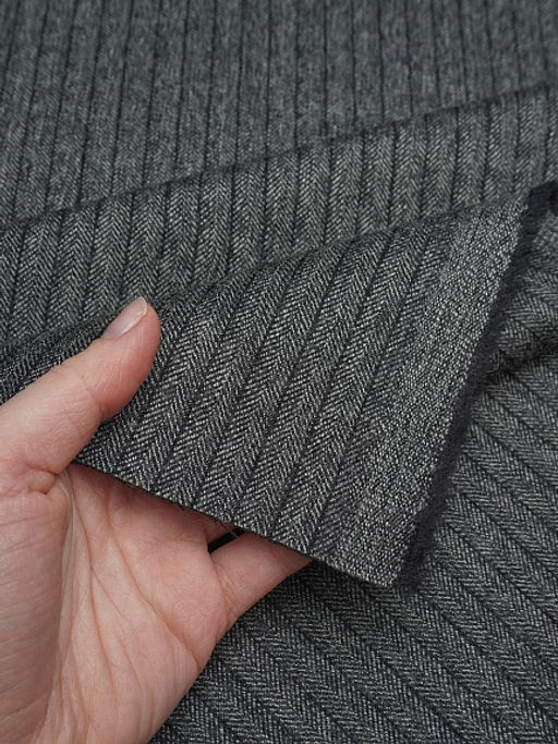 Шерсть костюмная Елочка-полоска цв.т.серый, ш.1.55м, шерсть-75%, п/э-25%, 230гр/м.кв - Купава фото 11
