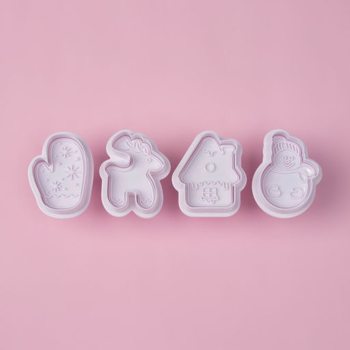 Плунжеры кондитерские Доляна Зимняя сказка, набор 4 шт., новогодние, пластик, белые