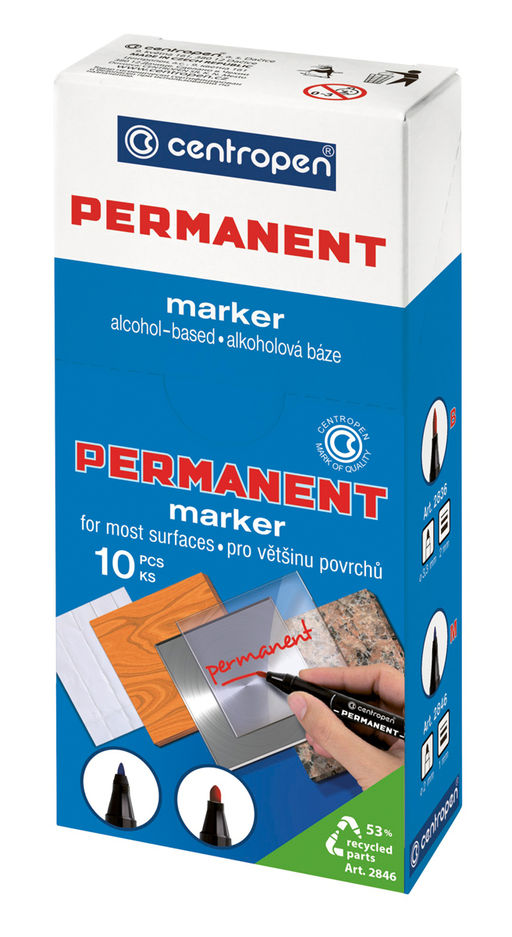 Centropen Маркер PERMANENT 1мм перо игольчатое 10 шт