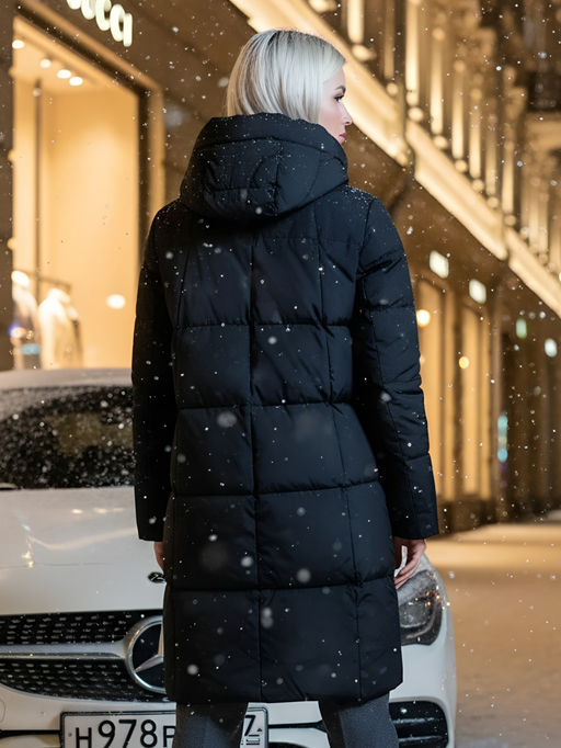 Куртка зимняя MTFORCE 9629Ch женская удлиненная черная утеплитель 260 г/м²  фото 20