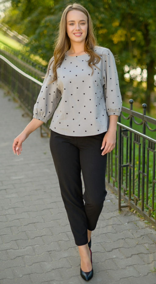 из ТЕПЛОГО ХЛОПКА блуза - Новый лен фото 4