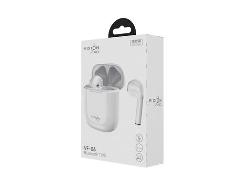 Наушники с микрофоном Bluetooth VIXION "VF-06" вкладыши (БП-00001043) сенсорные, время работы до 6часов, белые