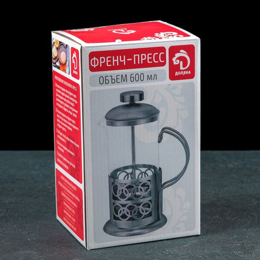 Френч-пресс стеклянный Доляна «Фараон», 600 мл, 14×11×21,5 см