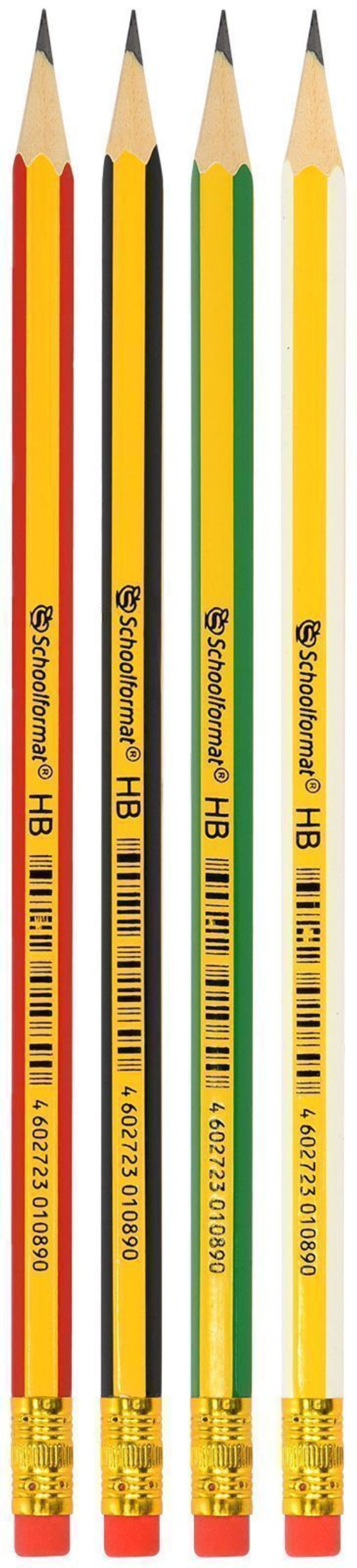 Цена за 10 шт.Карандаш чернографитный Schoolformat Lines HB, заточенный, дерево, шестигранный, с ластико...