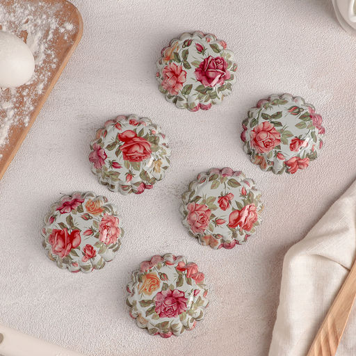 Набор форм для выпечки Доляна «Бутон. Розарий», 7×2 см, 6 шт., жесть