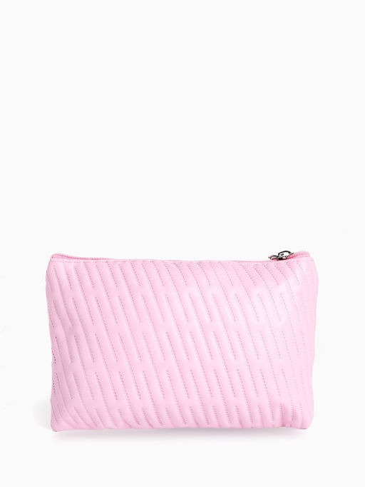 Косметичка на молнии плоская, с подкладкой, маленькая, с принтом, розовая - Simaland фото 2