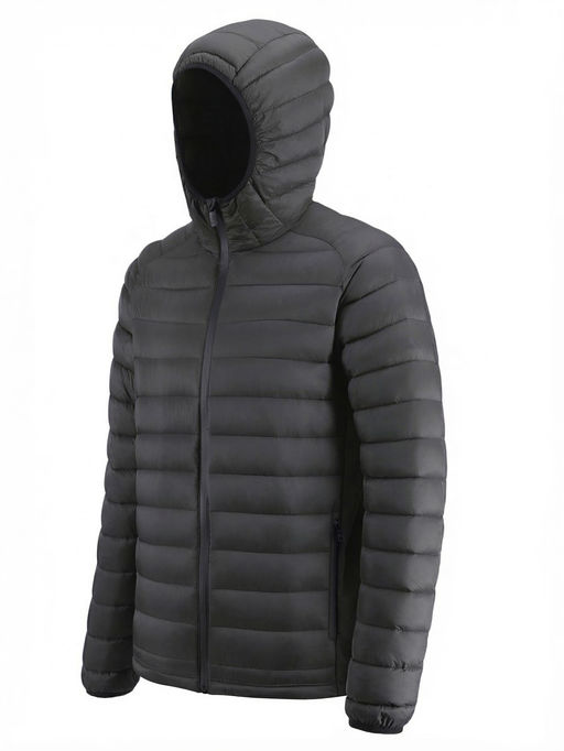 Куртка мужская гибридная стёганая с капюшоном с графеновой подкладкой черного цвета 9621_1Ch