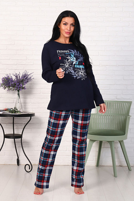 Костюм с брюками, футер с начесом, Flowers (876-1) - Плиона фото 3