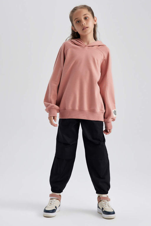 Толстая толстовка с капюшоном и принтом для девочек - Defacto фото 2