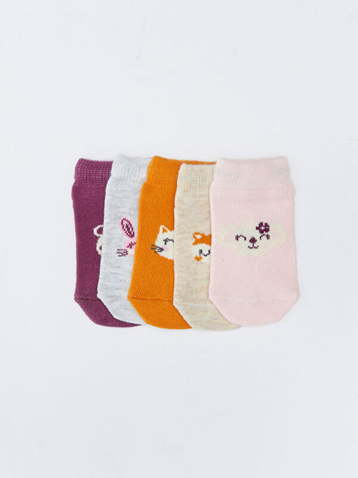 Desenli K?z Bebek Patik ?orap 5li