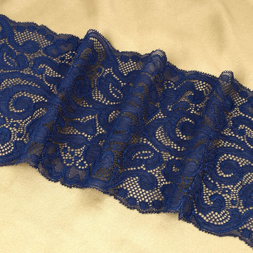 Кружевная эластичная ткань, 175 мм, 2.7±0.5 м, синяя