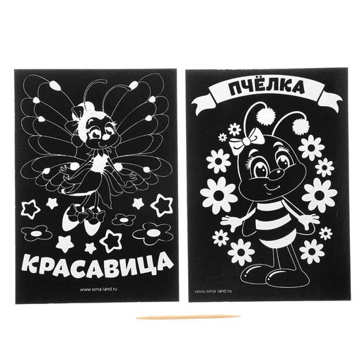Цена за 4 шт. Гравюра детская «Красавица», с цветным основанием, набор 2 шт, 10 х 15 см