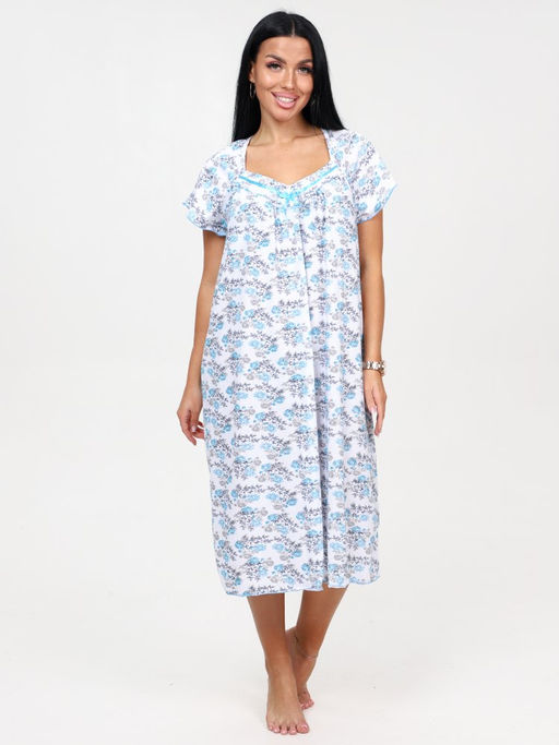 25-С СОРОЧКА ЖЕНСКАЯ (Голубые розы на белом) - А-дина фото 3