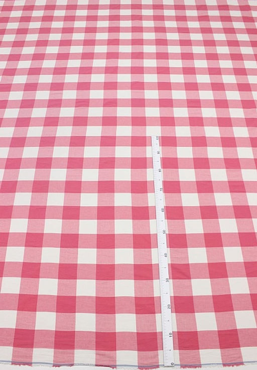 Вареный (стираный) хлопок Клетка (6.2*7.2см) цв.розовый коралл, ш.2.5м, хлопок-100%, 115гр/м.кв - Купава фото 2