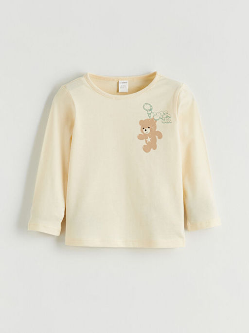 Ay?c?k Bask?l? K?z ?ocuk Uzun Kollu Ti??rt