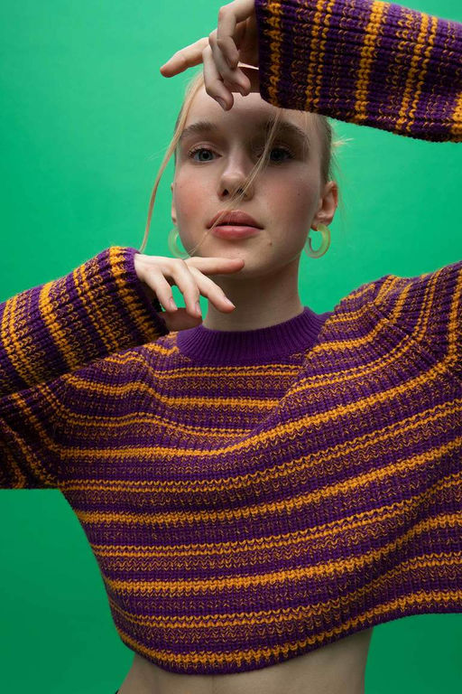 Крутой свитер стандартной посадки с круглым вырезом - Defacto фото 3