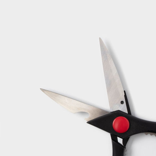 Ножницы кухонные Доляна Помощник, 20 см, с открывалкой для бутылки, чёрные фото 3