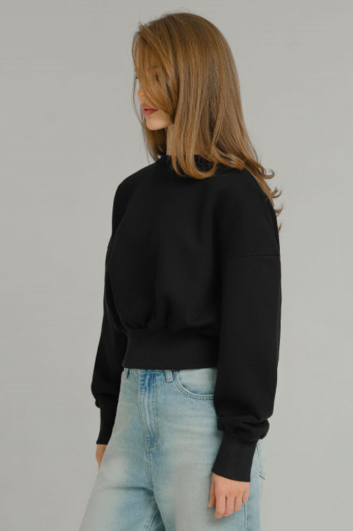 Арт. 15128 Свитшот женский укороченный 42-46 (3 шт) Цвет:черный