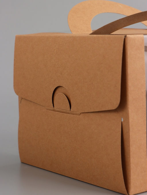 Коробка под бенто-торт с окном, крафт, 16×16×12.5 см