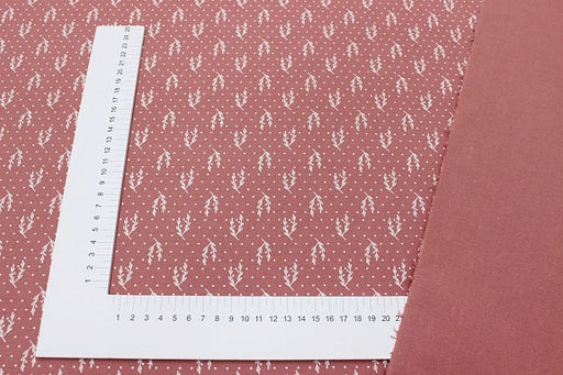 Теплый хлопок Набойка-веточки с горошком цв.св.кораллово-брусничный, ш.1.48м, хл-100%, 160гр/м.кв - Купава фото 2