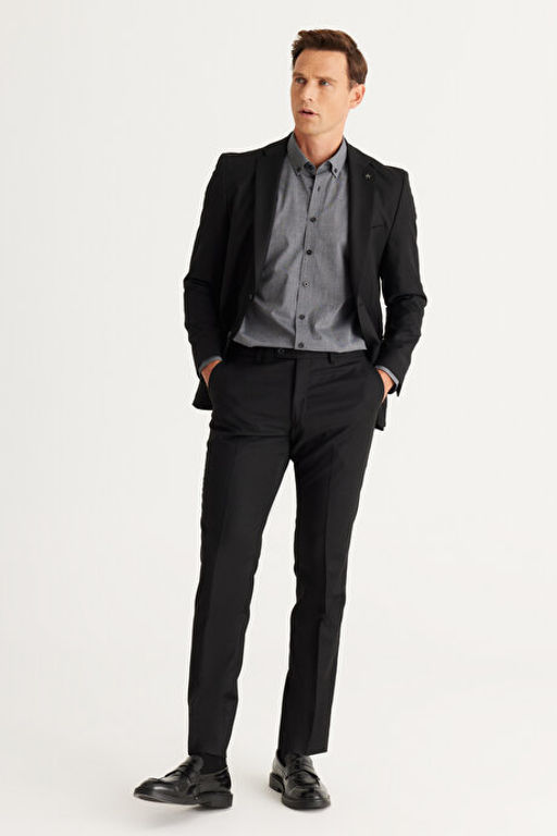 Ekstra Slim Fit Dar Kesim Mono Yaka Y_nl_ Siyah Tak_m Elbise 4A3024100016SYH