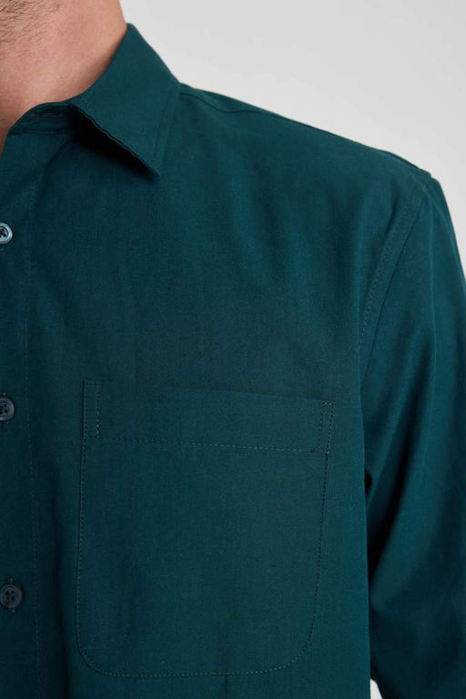 Рубашка из поплина с длинным рукавом стандартного кроя - Defacto фото 7