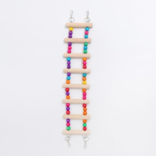 Игрушка для птиц Лесенка с бусинами, 43 см, микс цветов - Пижон фото 3