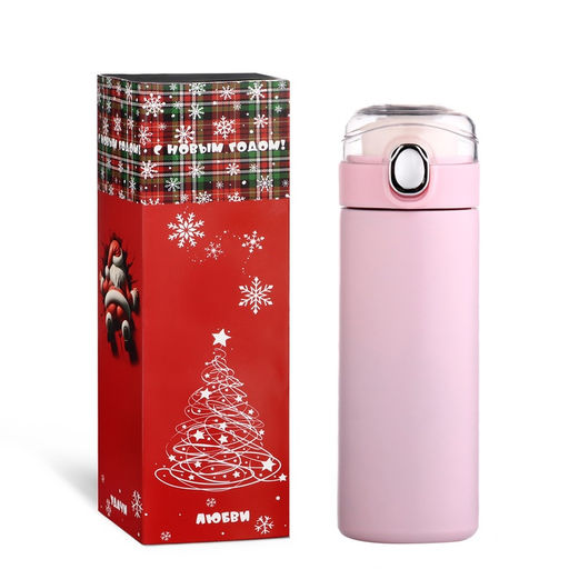 Термос Мастер К Simple, 400 мл, 20.5?6.3 см сохраняет тепло 8 ч, нержавеющая сталь, пластик, розовый