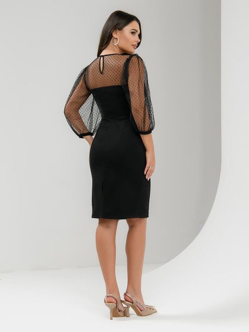 УЦЕНКА. Платье черное с объемными рукавами длины миди - 1001dress фото 7