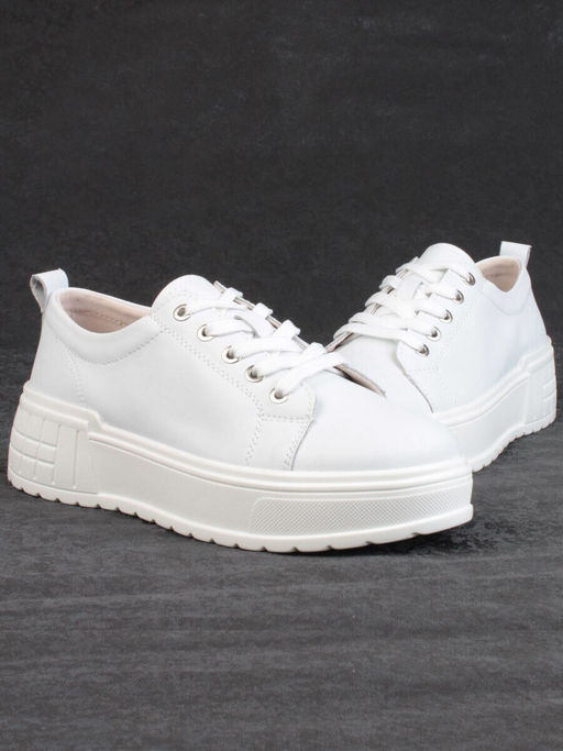 05-PDD200-1 WHITE Кроссовки женские (натуральная кожа)