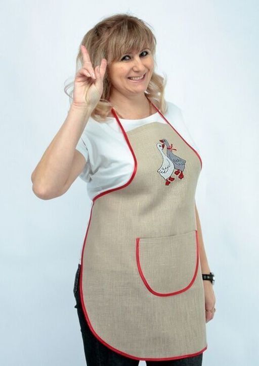 Фартук с вышивкой модель ЛП 34 Гуси лен 100% - Лен поволжья фото 2