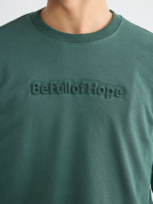 Bisiklet Yaka Bask?l? Erkek Sweatshirt