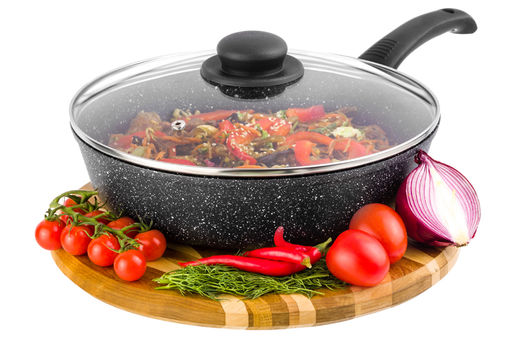 Сковорода глубокая 26 см ГАРМОНИЯ ВКУСА "Черный мрамор" ИНДУКЦИЯ, С КР. ф26, н/р, 46*27*12,5 см