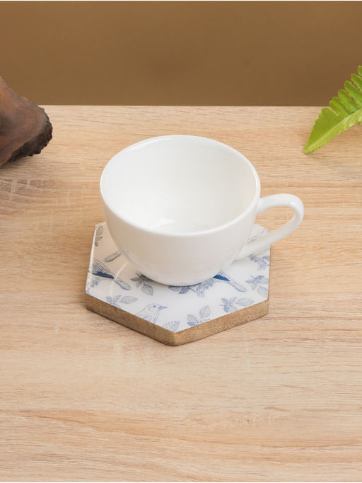 Подставка под горячее «Синие птицы», набор 4 шт., 15×13×5 см, дерево манго