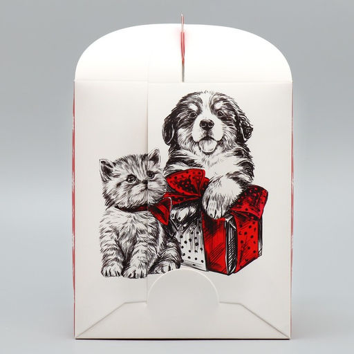 Цена за 5 шт. Складная коробка под маленький торт «С Новым годом!», 15×15×18 см, Новый год