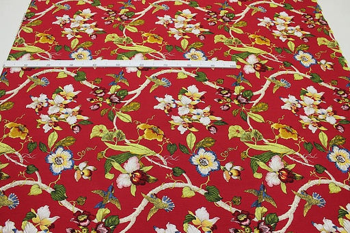 Интерьерный хлопок "Дикая орхидея" цв.рубиново-красный, ш.1.5м, хлопок-100%, 240гр/м.кв