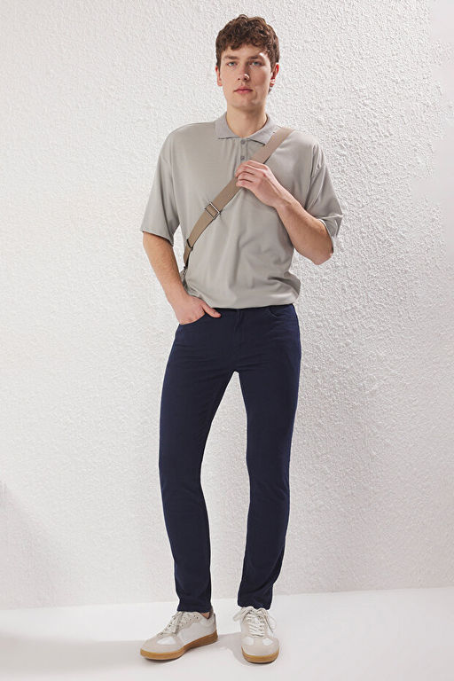 Lacivert Slim/Dar Pa_a Basic 5 Cep Esnek Gabardin Pamuklu Pantolon TMNSS25PL00020 - Trendyolmilla фото 2