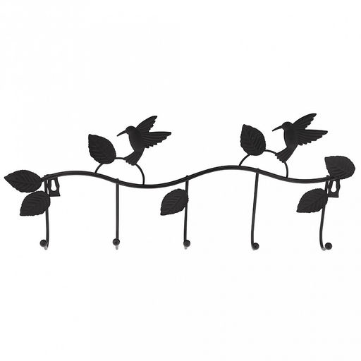 Вешалка-планка металлическая, окрашенная "Колибри" 5 крючков, 48х5х20,5см, цвет - черный матовый (Китай)