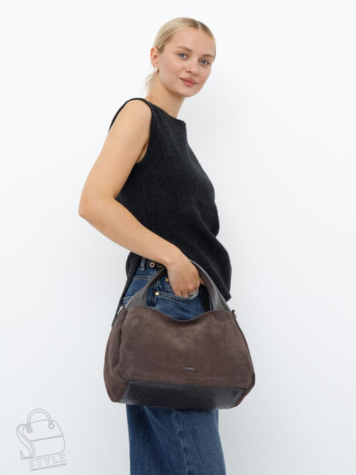 Сумка женская кожаная 92107MSS d.gray Velina Fabbiano-Safenta в Новосибирске