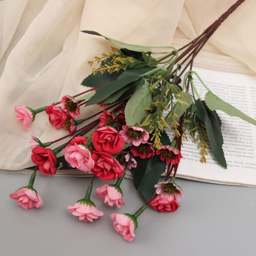 Цена за 2 шт. Букет искусственный Роза мини с герберами, 30 см, МИКС