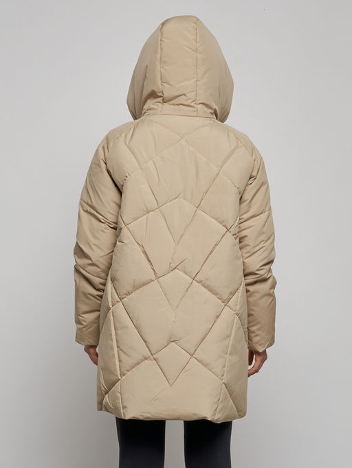 Зимняя женская куртка модная с капюшоном светло-коричневого цвета 52361SK - Holdluck фото 10