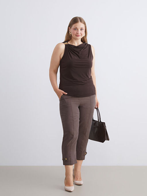 Beli Lastikli Modal Kar???ml? Kad?n Pantolon