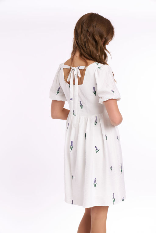 Платье KaVari 1037 молочный принт лаванда  фото 2