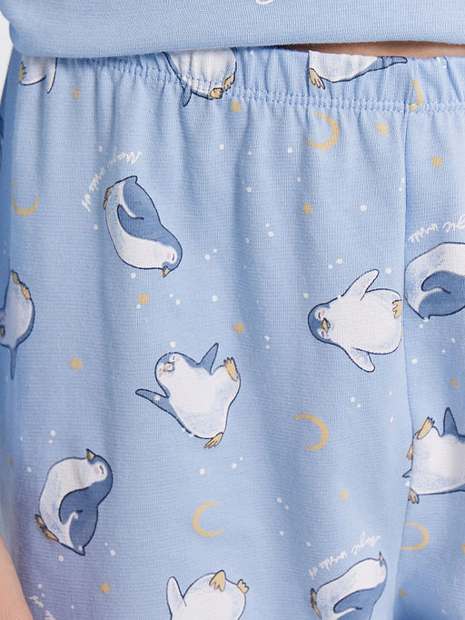 Пижама для девочек голубая с принтом пингвины - Mark formelle фото 8