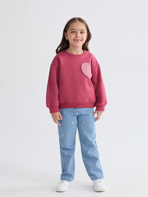 Bisiklet Yaka K?z ?ocuk Sweatshirt