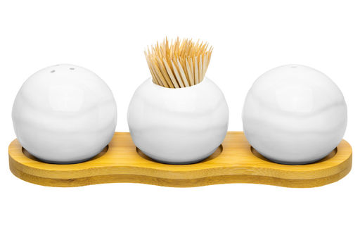 Вазочка под зубочистки + набор для специй 2 пр. 19,5*7*6 см 75 мл Айсберг волны на дер. подст. - Elan gallery фото 2