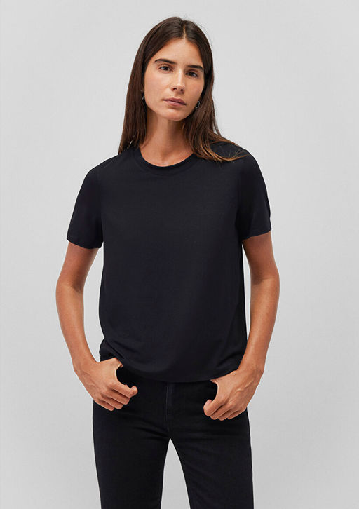 Lux Touch Siyah Basic Tisort - Mavi фото 3