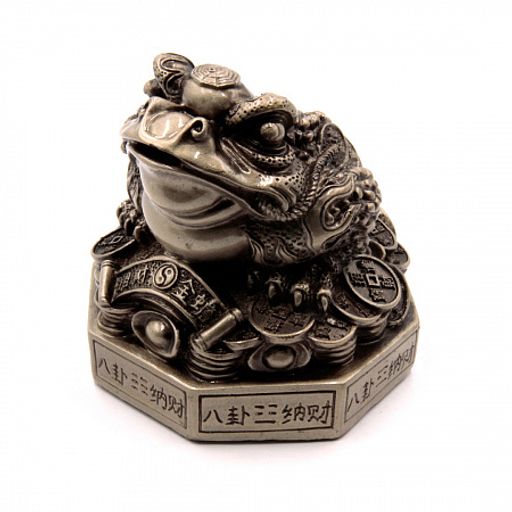 Фигурка Фен Шуй Жаба богатства на багуа и на монетах Дом полная чаша 10см-10см ХРУПКОЕ